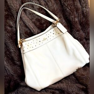 Coach cream studded shoulder bag
